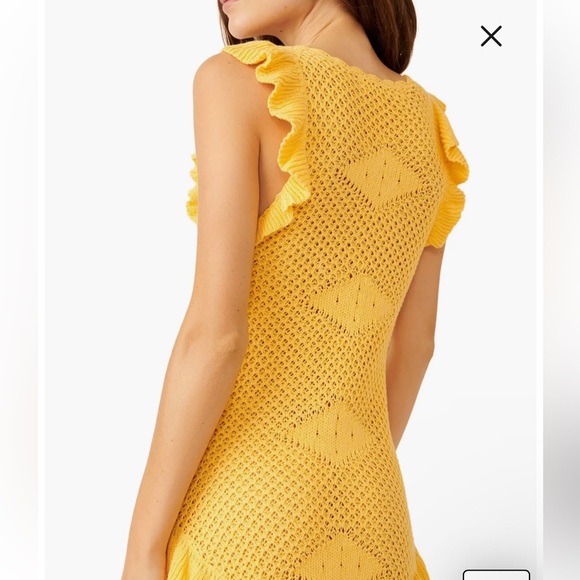 Free People Beach Mykonos Open Knit Mini Sweater Dress in Yellow Size Small - Picture 2 of 11